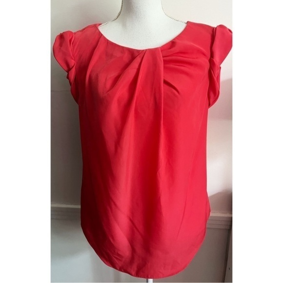 RACHEL Rachel Roy • Salmon Reddish Color Pleated Collar Blouse - Picture 1 of 4